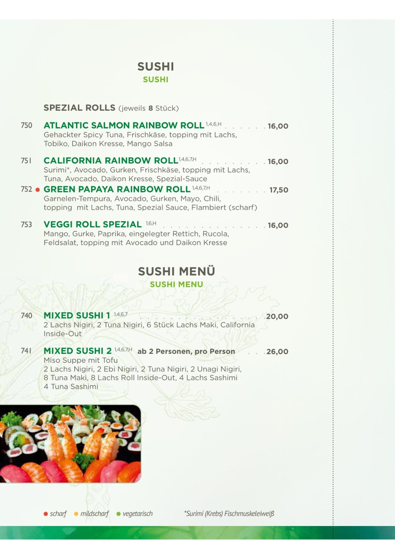 Spezial Rolls / Sushi Menu