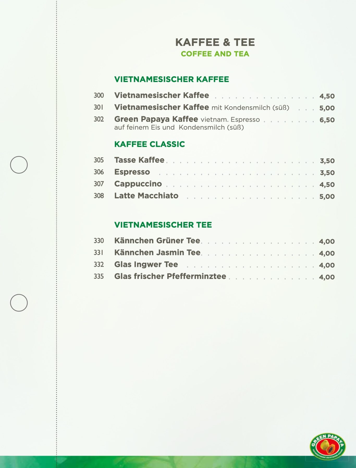 (Vietnamesischer) Kaffee / Tee